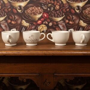 Godiva Belgium 1926 Coffee Cups, Set of 4, Coastal Cocktails Inc, Stoneware Mugs